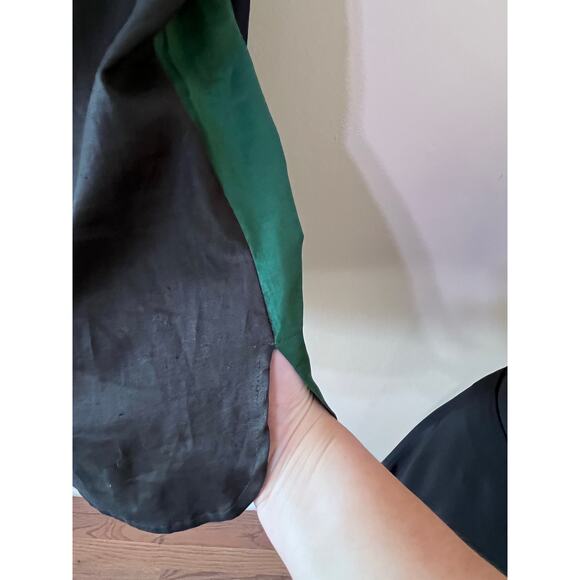 VTG Ole Cassidy Blouse   Black Color-block linen Shirt Sz14 Button Front  NWOT - Picture 6 of 7